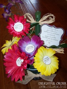 Teacher Gift Flower Pens and Poem