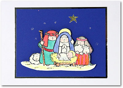 Nativity Stamped Christmas Card