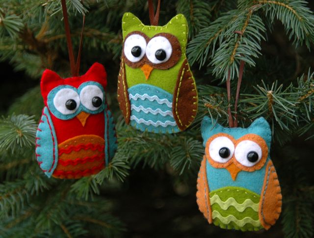 Felt Owl Christmas Ornaments Tutorial