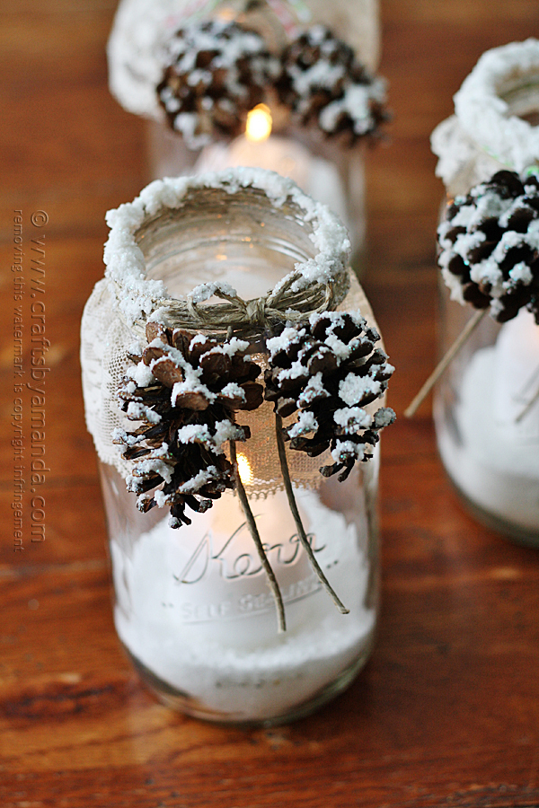 Snowy Pinecone Candle Jars 
