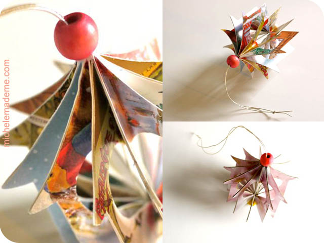 Recycled Christmas Card House Ornaments