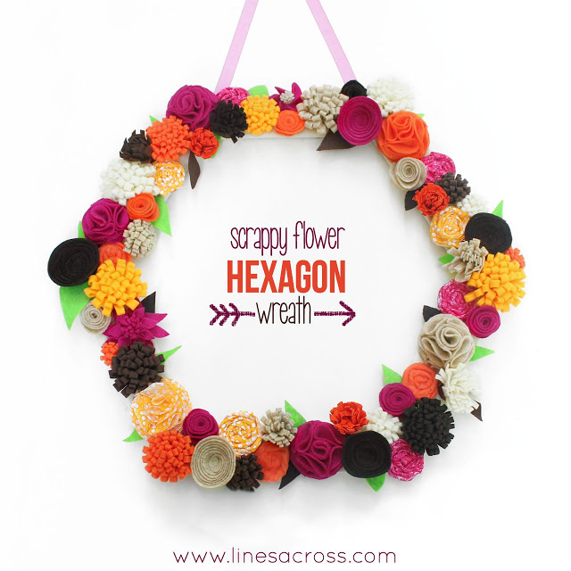 Scrappy Fall Flower Hexagon Wreath