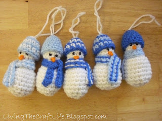 Mini Snowman Christmas Ornament Crochet Pattern