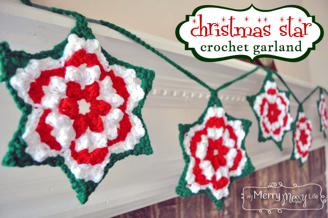 Crochet Christmas Star Granny Garland Free Pattern