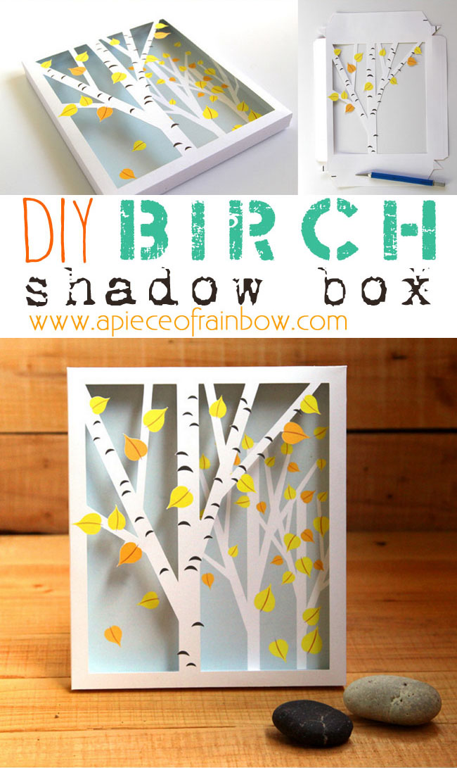 DIY Fall Printable Birch Shadow Box 
