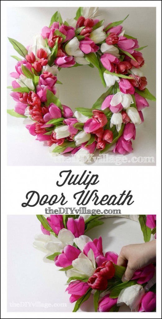 DIY Spring Tulip Door Wreath 