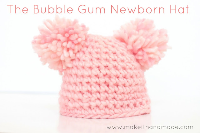 Easy Bubble Gum Crochet Newborn Hat Pattern