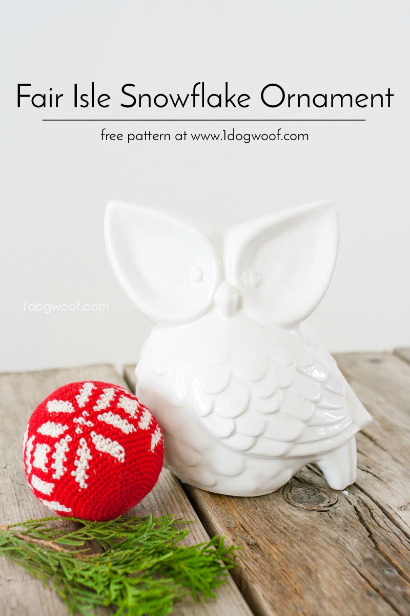 Fair Isle Snowflake Christmas Ornament Crochet Pattern
