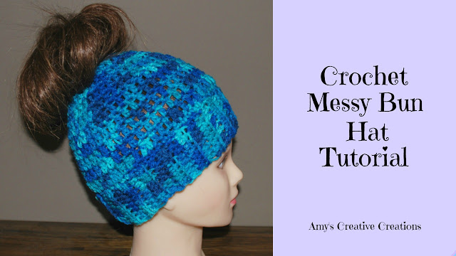 Crochet Messy Bun Hat with Video