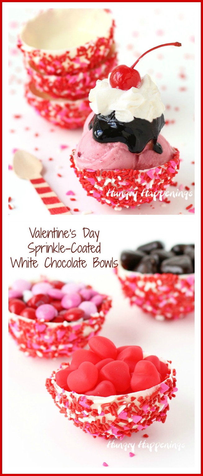 Sprinkle-Coated White Chocolate Bowls - Valentine's Day