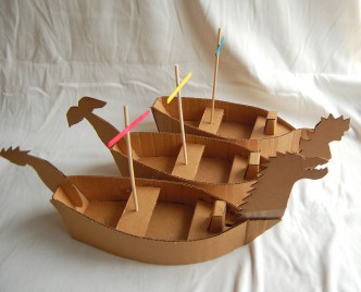 Cardboard Ships Kids Craft Tutorial and Pattern