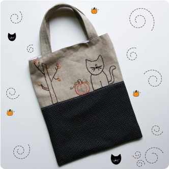 Embroidered Trick or Treat Tote Bag Sewing Pattern