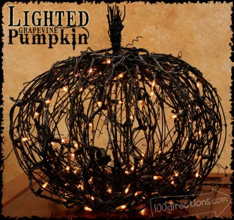 Black Grapevine Lighted Pumpkin Tutorial