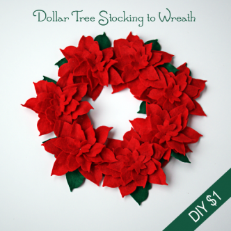 DIY Dollar Store Christmas Poinsettia Felt Wreath