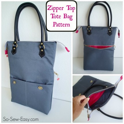 Zipper Top Tote Free Bag Pattern – AllCrafts Free Crafts Update