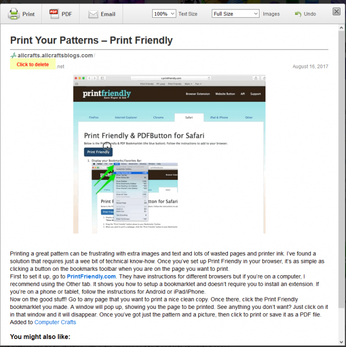 Print Your Patterns – Print Friendly – AllCrafts Free Crafts Update