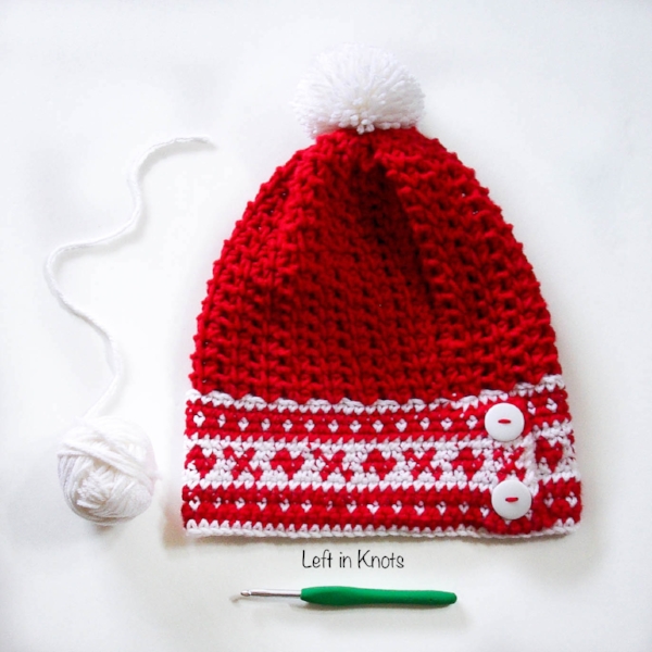 Fair Isle Banded Slouchy Hat Free Crochet Pattern