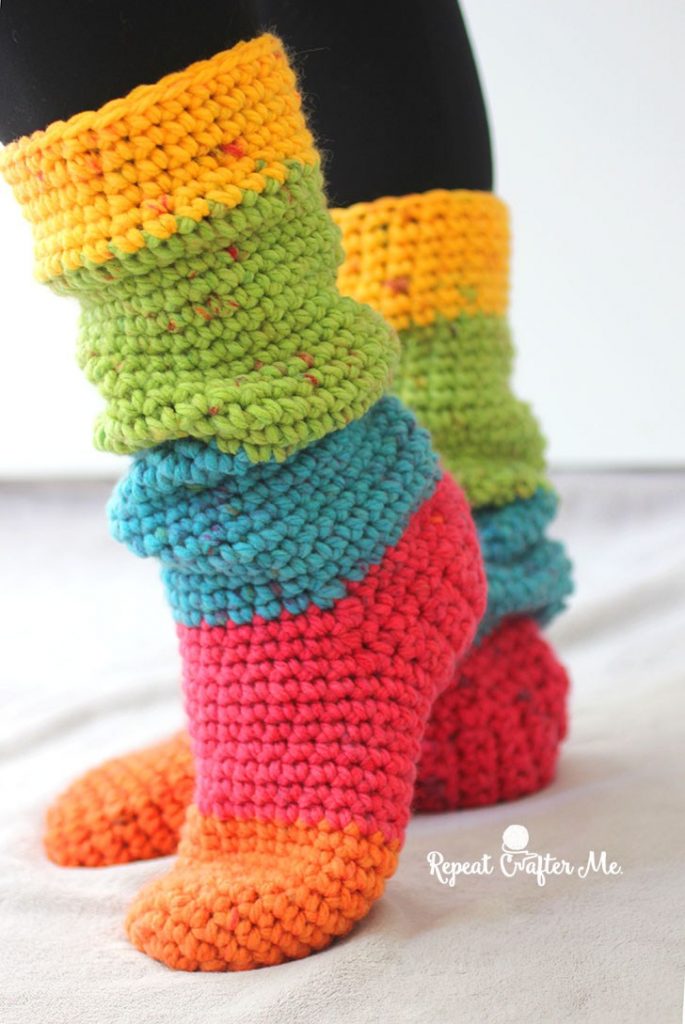 Slouchy Slipper Socks Crochet Pattern